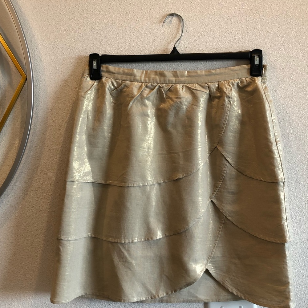 Anthropologie Edme & Esyllte Gold Scallop Skirt - Picture 2 of 4